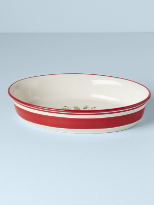 Holiday Handpaint Stripe Oval Dish