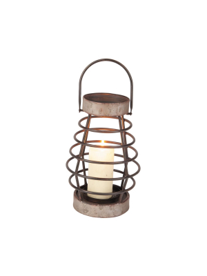 Small Rustic Cage Wire Metal Pillar Candle Holder - Foreside Home & Garden