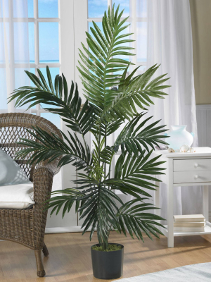 4ft Artificial Kentia Palm Silk Tree In Pot - Nearly Natural