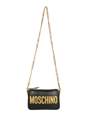 Moschino Logo Printed Chain Shoulder Bag