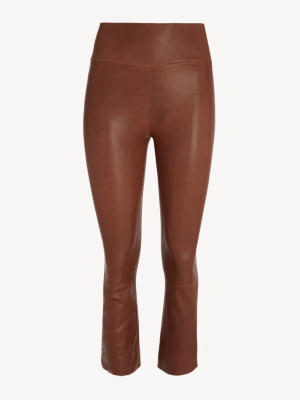 Cocoa Leather Crop Flare Legging