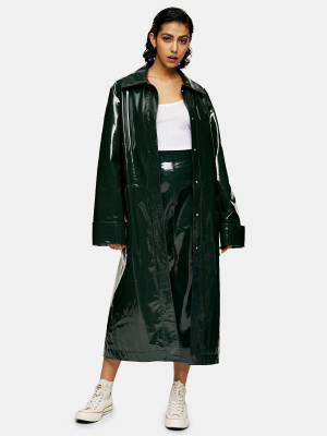 **forest Green Vinyl Leather Parka By Topshop Boutique