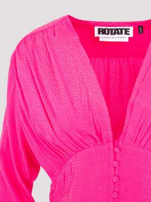 Rotate Ruffle-hem V-neck Blouse