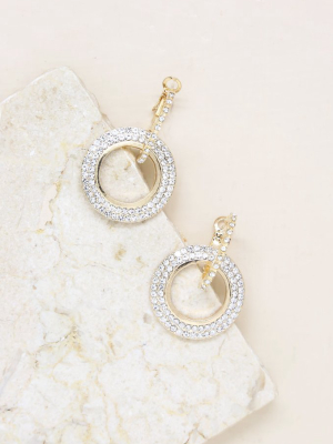 Double Drop Crystal 18k Gold Plated Hoop Earrings