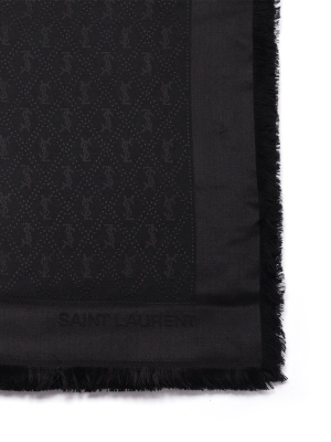 Saint Laurent Fringed Logo Jacquard Scarf