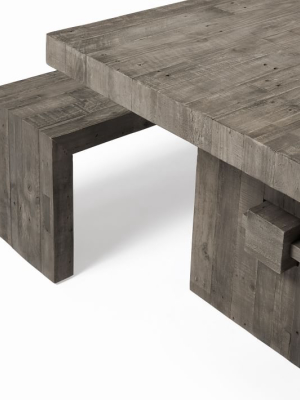 Emmerson® Reclaimed Wood Dining Table & 2 Bench Set - Stone Gray