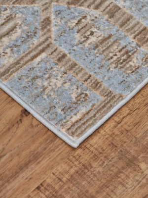 Feizy Milton Modern Metallic Geometric Rug - Available In 5 Sizes - Ice Blue & Taupe