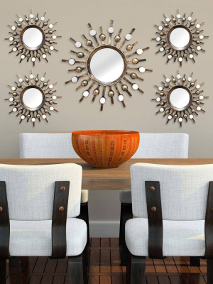 (set Of 5) Burst Wall Mirrors Bronze - Stratton Home Décor