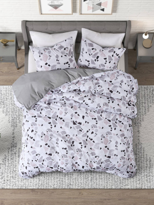 Terrazzo Cotton Printed 3pc Duvet Set- Cosmoliving By Cosmopolitan