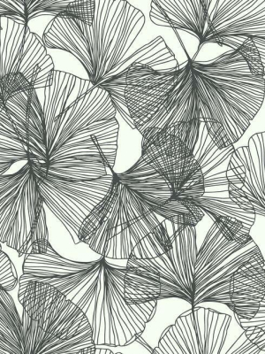 Gingko Leaves Peel & Stick Wallpaper In Black And White By Roommates For York Wallcoverings