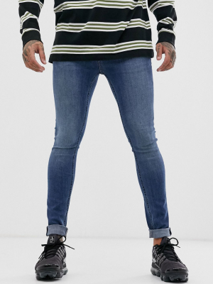 Topman Spray On Jeans In Blue Wash