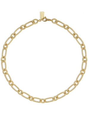 Textured Mixed Link 14k Yellow Gold Necklace