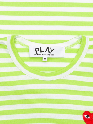Comme Des Garcons Play Pastelle Striped L/s Shirt - Green