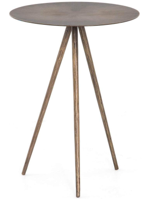 Sunburst End Table, Aged Brass