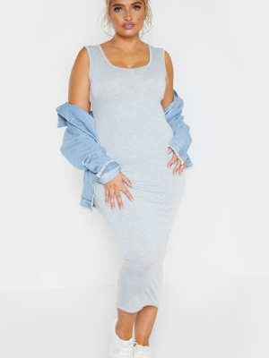 Plus Grey Marl Jersey Scoop Neck Midaxi Dress