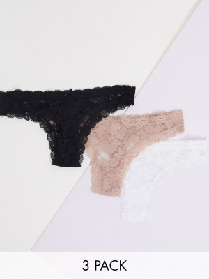 New Look 3 Pack Lace Thongs