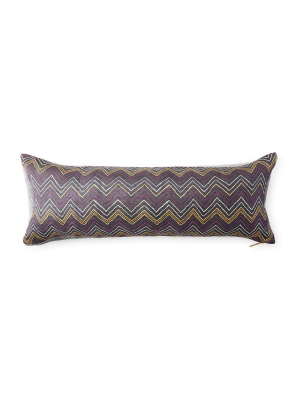 Plum Chevron Kuba Cloth - Lumbar Pillow