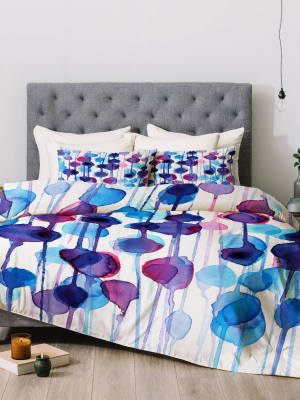 Cmykaren Abstract Watercolor Comforter Set Purple - Deny Designs