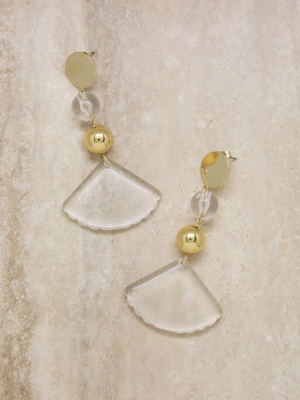 Clear Resin Drop Earrings In Gold