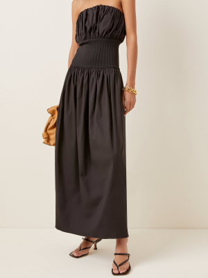 Strapless Ribbed Cotton Maxi Dress