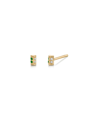 Emerald Pavé Mini Bar Stud (1 Stud)