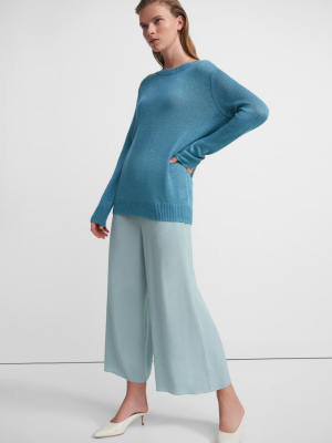 Ribbed Waist Cropped Pant In Viscose Crepe