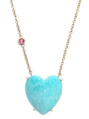 Love Amazonite Heart Necklace With Gold Setting Sale