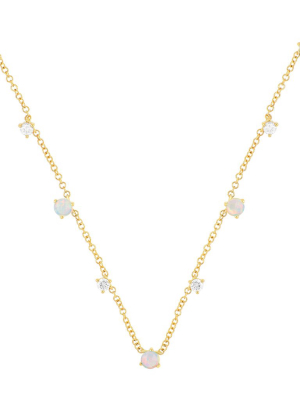 Multi Opal & Diamond Necklace - Yellow Gold