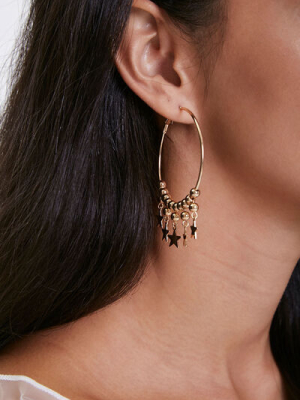 Star Charm Hoop Earrings