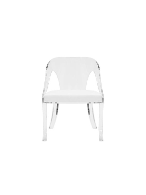 Round Back Acrylic Chair With White Linen Cushion