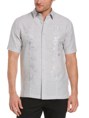 Paisley Embroidered Panel Linen-blend Shirt