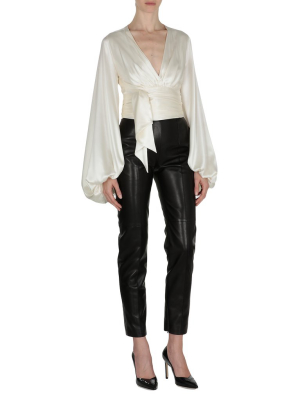 Alexandre Vauthier Tie-waist Draped Blouse