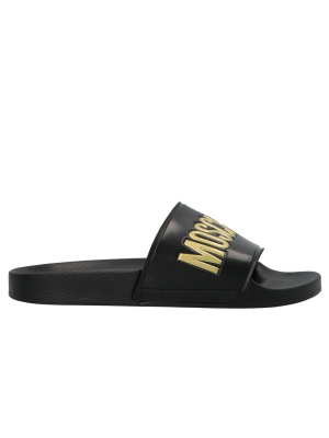 Moschino Logo Embossed Slide Sandals