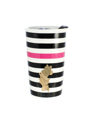 Seven20 Disney Minnie Mouse Geo Glam Silouhette 10oz Ceramic Travel Mug With Lid