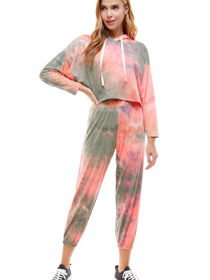 Tie Dye Hooded Sweatshirt And Jogger Set