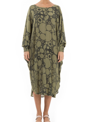 Circles Khaki Kaftan Dress