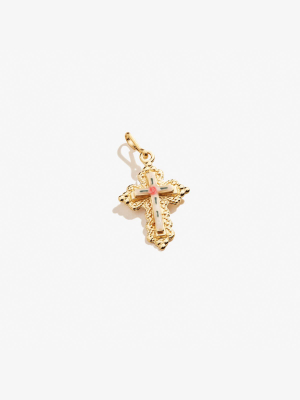 Floral Cross Charm, Small