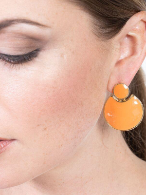 Coral Enamel Doorknocker Pierced Earrings