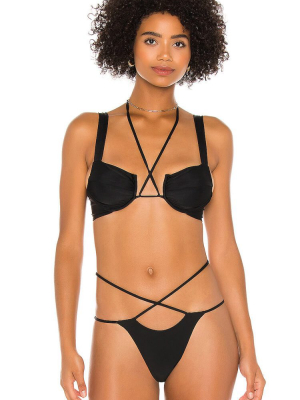 Sexy Cross Strappy Tie Front Bikini Swimsuit - Two Piece Set