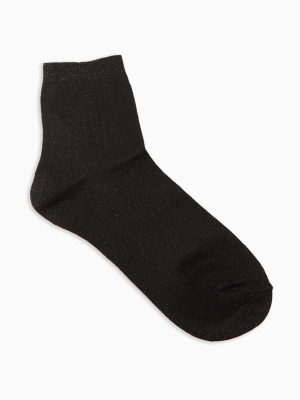 Black Ribbed Glitter Socks