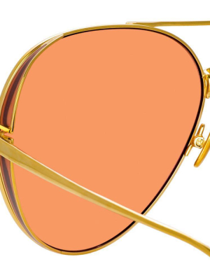 Ace Aviator Sunglasses In Yellow Gold