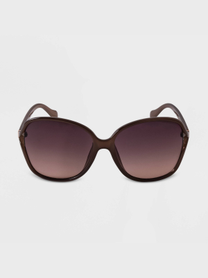 Women's Classic Butterfly Oversized Sunglasses - A New Day™ Brown