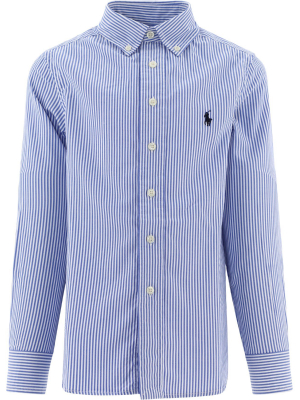 Ralph Lauren Kids Striped Logo Embroidered Shirt