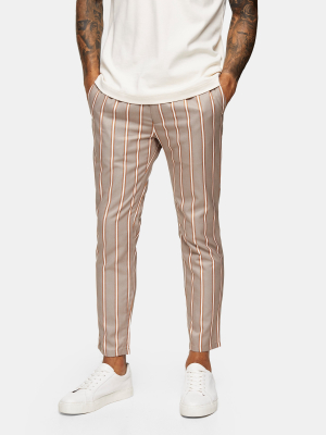 Brown Stripe Skinny Sweatpants