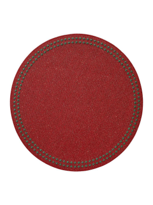 Bodrum Pearls Placemat - Ruby & Evergreen - Set Of 4