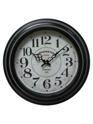 17" Round Wall Clock Black - Yosemite Home Decor