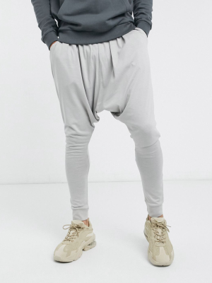 Asos Design Lightweight Extreme Drop Crotch Sweatpants In Light Gray