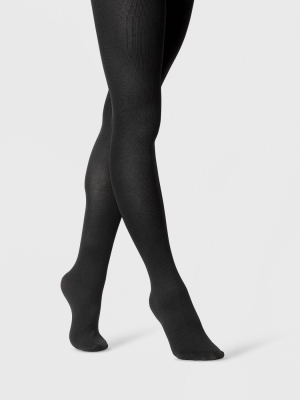 Women's Flat Knit Sweater Tights - A New Day™ Black