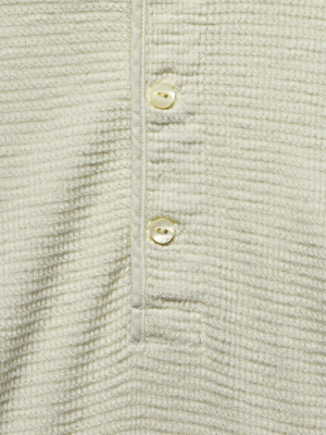 Waffle-knit Henley - Paper White