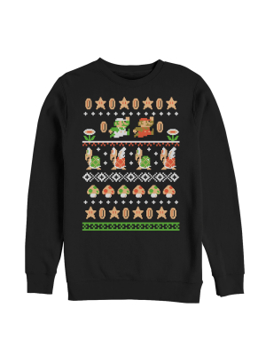 Men's Nintendo Super Mario Bros Pattern Sweatshirt